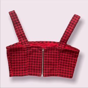 Red plaid grunge top
